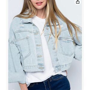 Joiemont Womens Denim Jacket with Fringe Rhinestones Long Sleeve